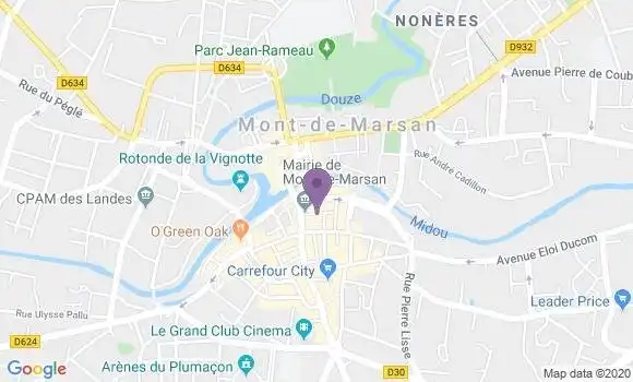 Localisation Crédit Agricole Agence de Mont de Marsan Centre