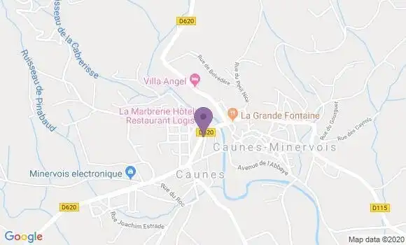Localisation Crédit Agricole Agence de Caunes Minervois