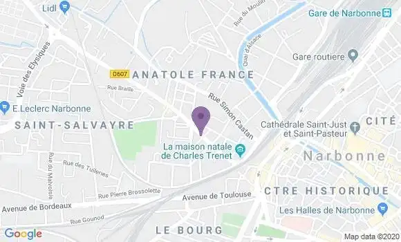 Localisation Crédit Agricole Agence de Narbonne Anatole France