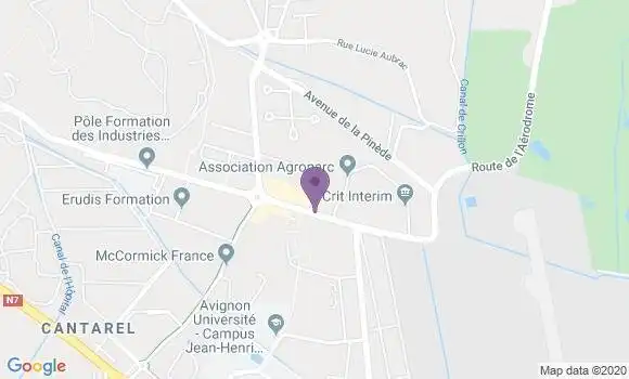 Localisation Crédit Agricole Agence de Montfavet Agroparc