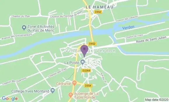 Localisation Crédit Agricole Agence de Vinon sur Verdon