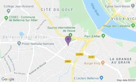 Localisation Crédit Agricole Agence de Bellerive sur Allier
