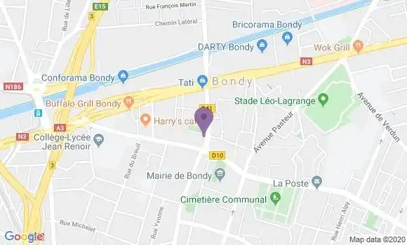 Localisation Crédit Agricole Agence de Bondy