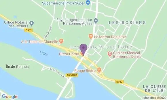 Localisation Crédit Agricole Agence de Les Rosiers sur Loire