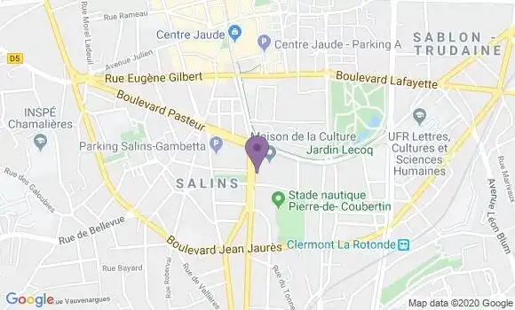 Localisation Crédit Agricole Agence de Clermont Ferrand Salins