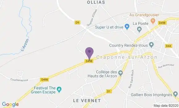 Localisation Crédit Agricole Agence de Craponne sur Arzon