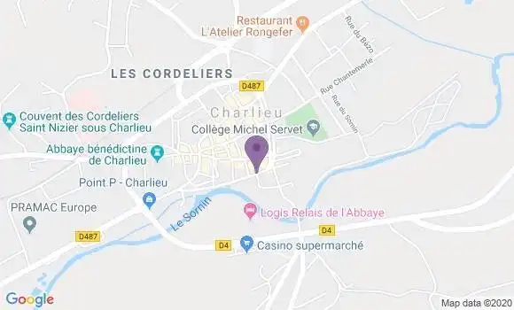 Localisation Crédit Agricole Agence de Charlieu