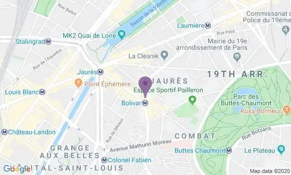 Localisation Crédit Agricole Agence de Paris Buttes Chaumont