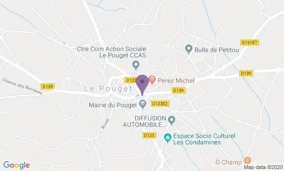 Localisation Crédit Agricole Agence de Le Pouget
