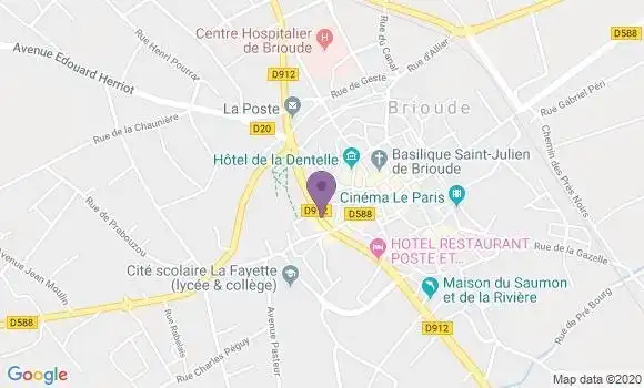 Localisation Crédit Agricole Agence de Brioude