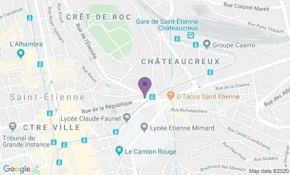 Localisation Crédit Agricole Agence de Saint Etienne Fourneyron