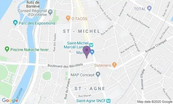 Localisation Crédit Agricole Agence de Toulouse Saint Michel