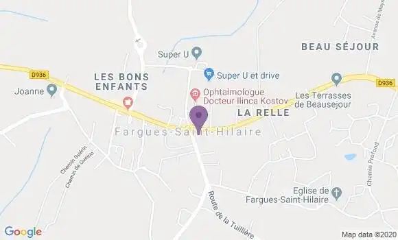 Localisation Crédit Agricole Agence de Fargues Saint Hilaire
