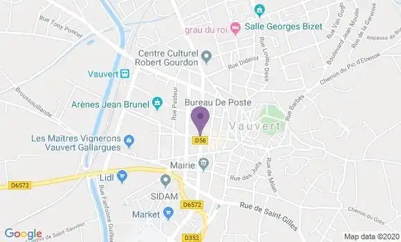 Localisation Crédit Agricole Agence de Vauvert