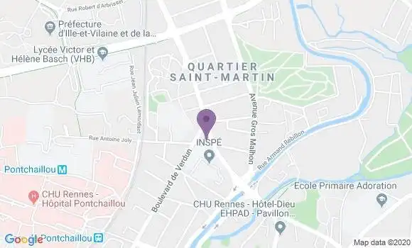 Localisation Crédit Agricole Agence de Rennes Saint Martin