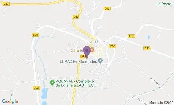 Localisation Crédit Agricole Agence de Lautrec
