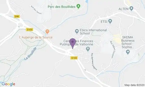 Localisation LCL Agence de Valbonne Sophia Antipolis