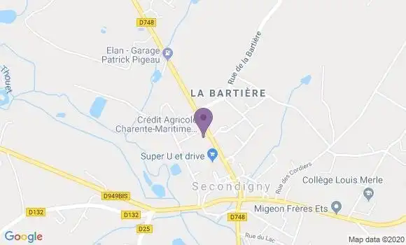 Localisation Crédit Agricole Agence de Secondigny