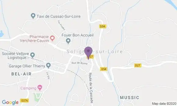 Localisation Crédit Agricole Agence de Solignac sur Loire