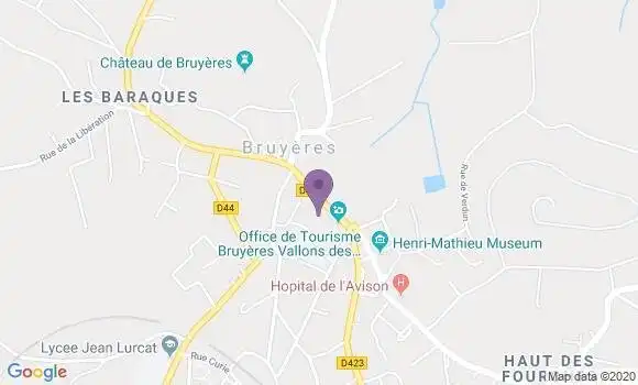 Localisation Crédit Agricole Agence de Bruyères