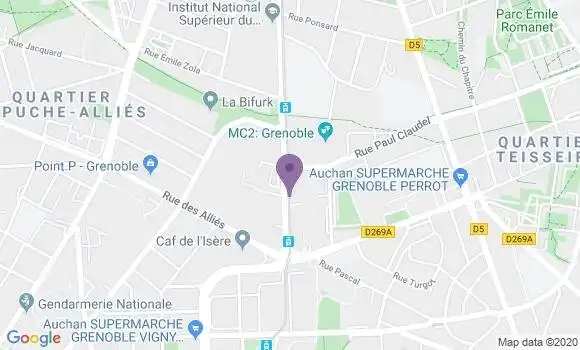 Localisation Crédit Agricole Agence de Grenoble Malherbe