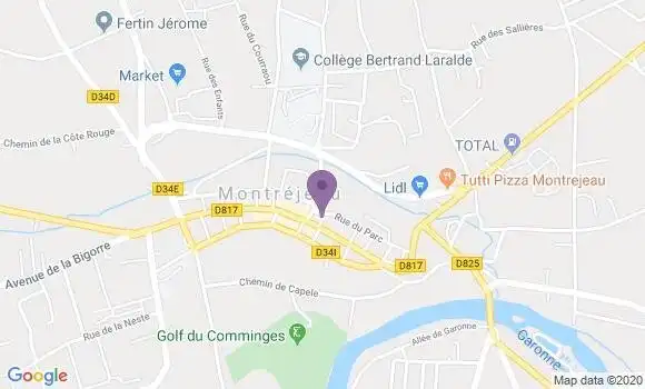 Localisation Crédit Agricole Agence de Montréjeau