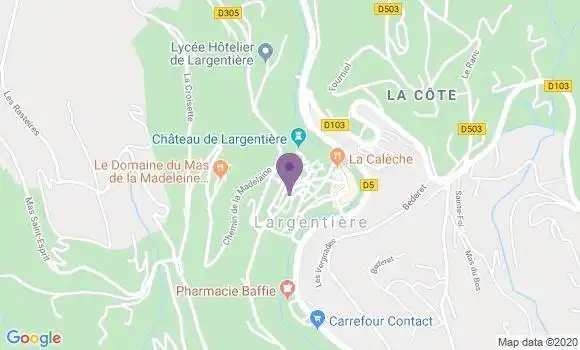 Localisation Crédit Agricole Agence de Largentière