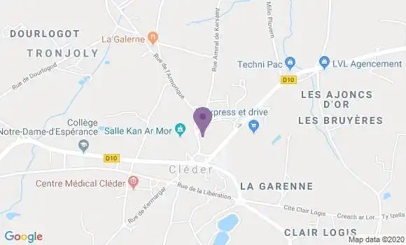 Localisation Crédit Agricole Agence de Cléder