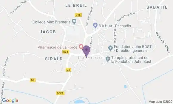 Localisation Crédit Agricole Agence de La Force