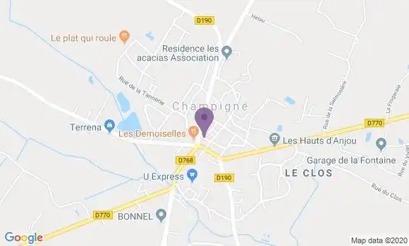 Localisation Crédit Agricole Agence de Champigné