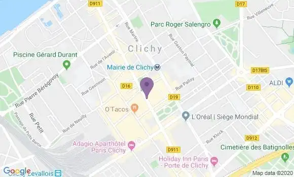 Localisation LCL Agence de Clichy Hôtel de Ville
