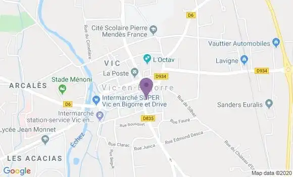 Localisation Crédit Agricole Agence de Vic en Bigorre