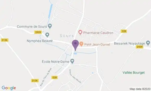 Localisation Crédit Agricole Agence de Sours