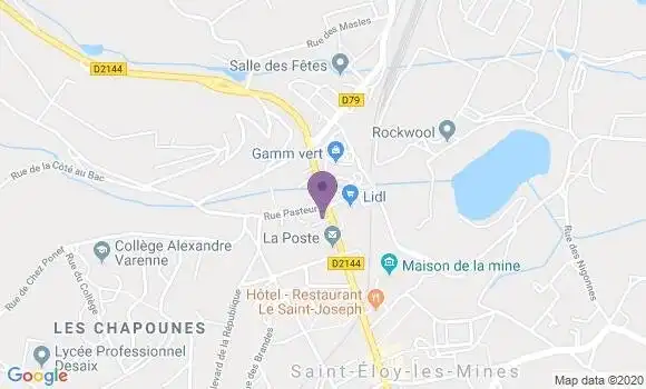 Localisation Crédit Agricole Agence de Saint Eloy les Mines