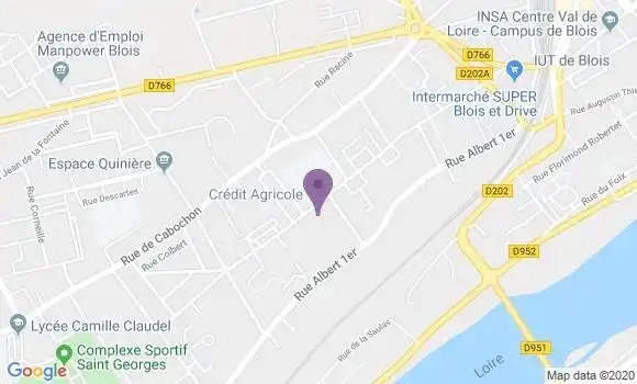 Localisation Crédit Agricole Agence de Blois Cabochon