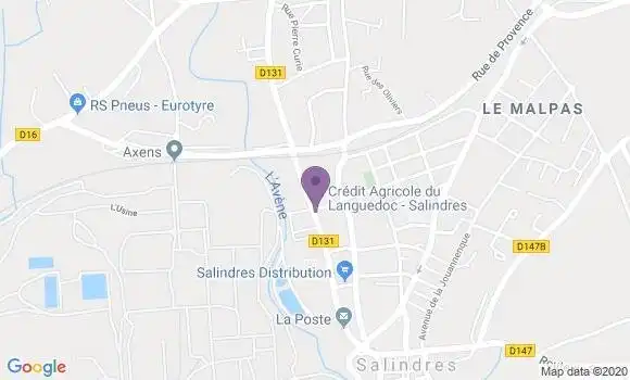 Localisation Crédit Agricole Agence de Salindres