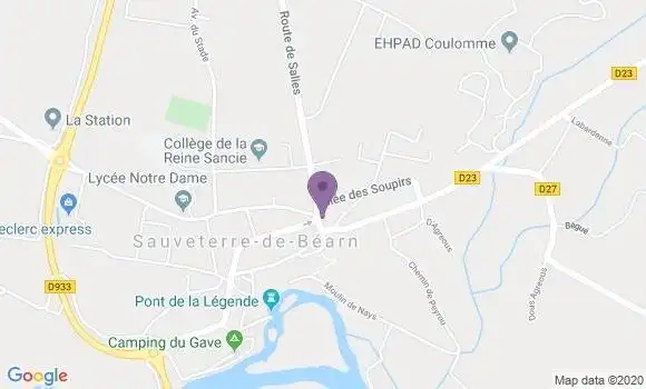 Localisation Crédit Agricole Agence de Sauveterre de Béarn