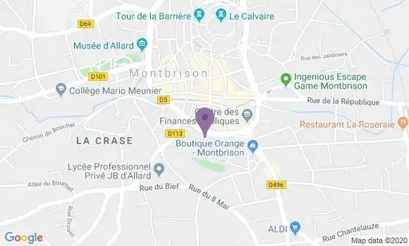 Localisation Crédit Agricole Agence de Montbrison Boulevard