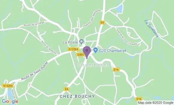 Localisation Crédit Agricole Agence de Chamberet