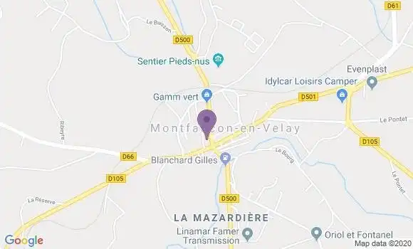 Localisation Crédit Agricole Agence de Montfaucon en Velay