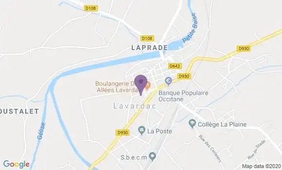 Localisation Crédit Agricole Agence de Lavardac