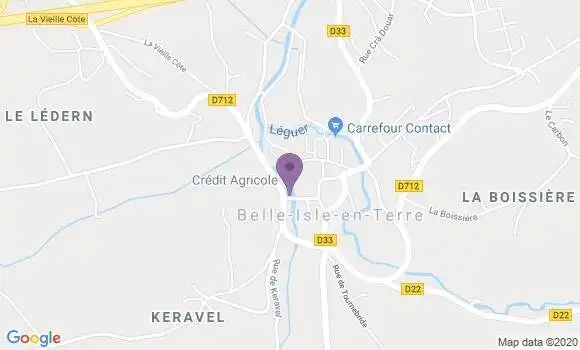 Localisation Crédit Agricole Agence de Belle Isle en Terre