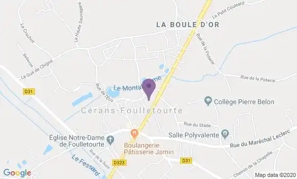 Localisation Crédit Agricole Agence de Cérans Foulletourte