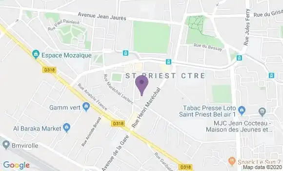 Localisation Crédit Agricole Agence de Saint Priest Centre