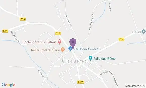 Localisation Crédit Agricole Agence de Cléguérec