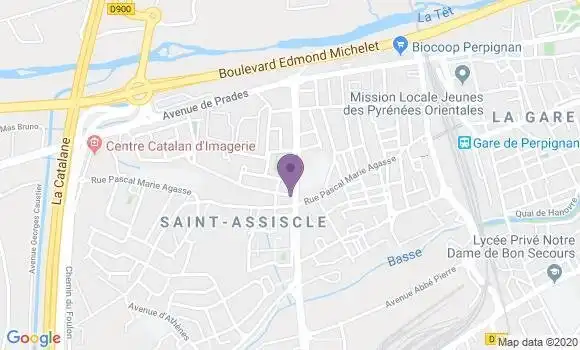 Localisation Crédit Agricole Agence de Perpignan Saint Assiscle