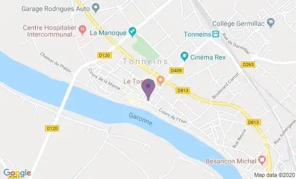 Localisation Crédit Agricole Agence de Tonneins