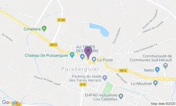 Localisation Crédit Agricole Agence de Puisserguier
