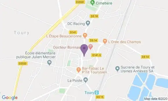 Localisation Crédit Agricole Agence de Toury
