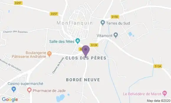 Localisation Crédit Agricole Agence de Monflanquin